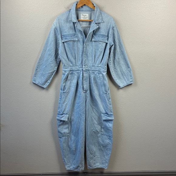 Citizens Of Humanity Gema Denim Jumpsuit Barrel Leg Cargo Long Sleeves Jeans 8 - Picture 5 of 12